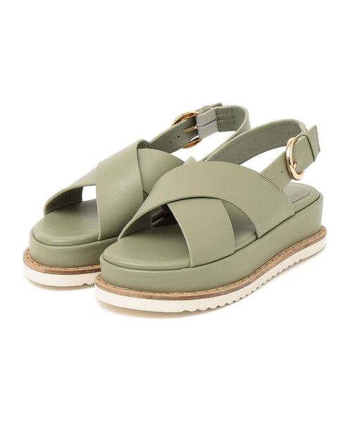 SHIPS（シップス）の「プラットフォームクロスサンダル◆（サンダル・レディース・ライトグリーン/ナチュラル/ブラック・36/37/38）」の6枚目の写真