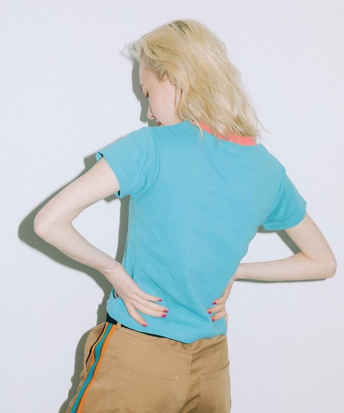 X-girl（エックスガール）の「OVAL LOGO BABY TEE（Tシャツ/カットソー・レディース・ホワイト/ブラック/ライトブルー・S/M）」の7枚目の写真