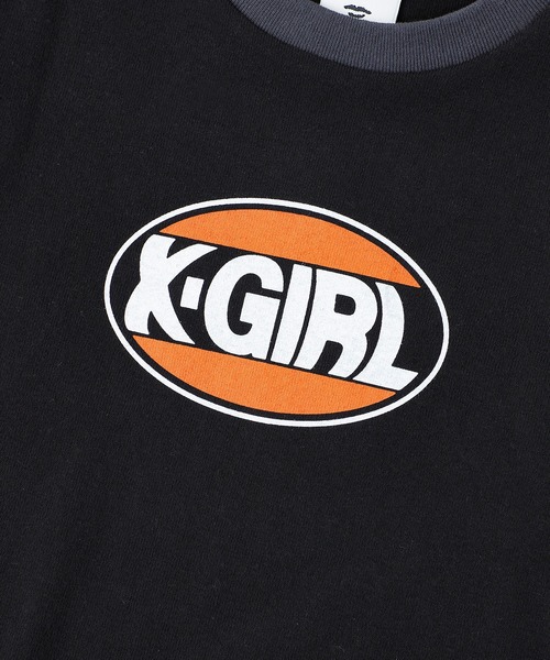 X-girl（エックスガール）の「OVAL LOGO BABY TEE（Tシャツ/カットソー・レディース・ホワイト/ブラック/ライトブルー・S/M）」の4枚目の写真