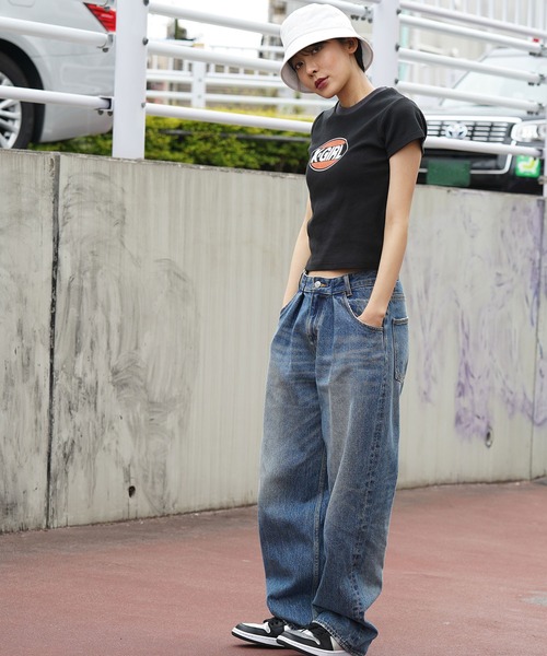 X-girl（エックスガール）の「OVAL LOGO BABY TEE（Tシャツ/カットソー・レディース・ホワイト/ブラック/ライトブルー・S/M）」の8枚目の写真