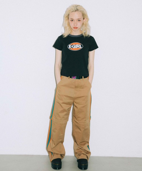 X-girl（エックスガール）の「OVAL LOGO BABY TEE（Tシャツ/カットソー・レディース・ホワイト/ブラック/ライトブルー・S/M）」の5枚目の写真