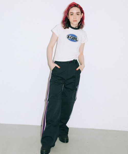 X-girl（エックスガール）の「OVAL LOGO BABY TEE（Tシャツ/カットソー・レディース・ホワイト/ブラック/ライトブルー・S/M）」の13枚目の写真