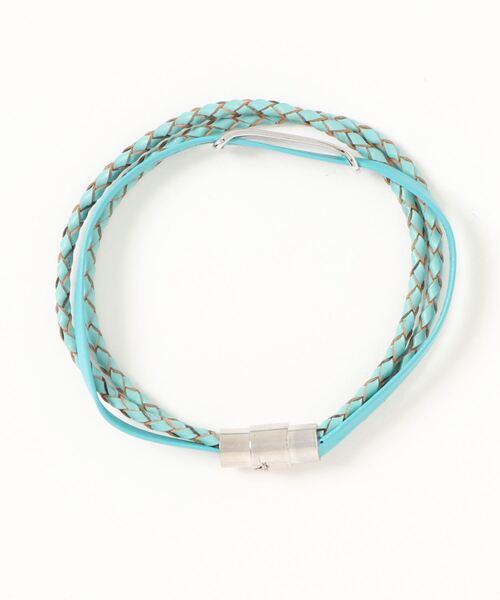 BAYBLO（ベイブロ）の「(BB)【本革】プレート 編み込み レザー ブレスレット（ブレスレット・メンズ・ホワイト/ブラック/ターコイズブルー/レッド/ネイビー/ブラウン・ONE SIZE）」の8枚目の写真