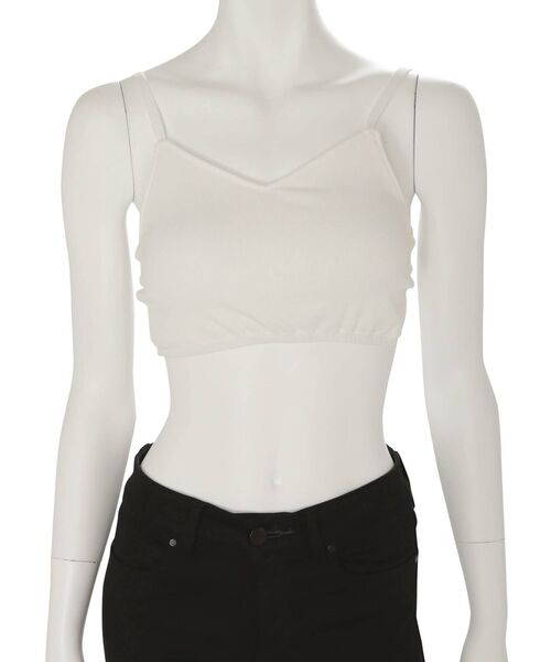 MERCURYDUO（マーキュリーデュオ）の「カップ付バックレースブラトップ（Tシャツ/カットソー・レディース・オフホワイト/ブラック/ブラウン・FREE）」の2枚目の写真