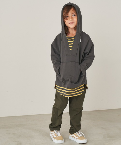 ＆yam（アンドヤム）の「USA裏毛フェイクレイヤーメキシカンパーカ（パーカー・キッズ・ブルー/ホワイト/ブラック/ベージュ・110-120cm/140-150cm/150-160cm/120-130cm/130-140cm）」の16枚目の写真