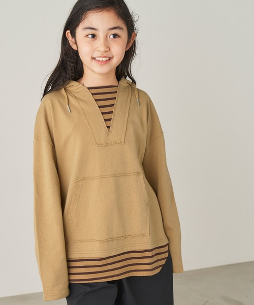 ＆yam（アンドヤム）の「USA裏毛フェイクレイヤーメキシカンパーカ（パーカー・キッズ・ブルー/ホワイト/ブラック/ベージュ・110-120cm/140-150cm/150-160cm/120-130cm/130-140cm）」の17枚目の写真