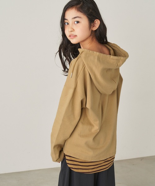 ＆yam（アンドヤム）の「USA裏毛フェイクレイヤーメキシカンパーカ（パーカー・キッズ・ブルー/ホワイト/ブラック/ベージュ・110-120cm/140-150cm/150-160cm/120-130cm/130-140cm）」の19枚目の写真