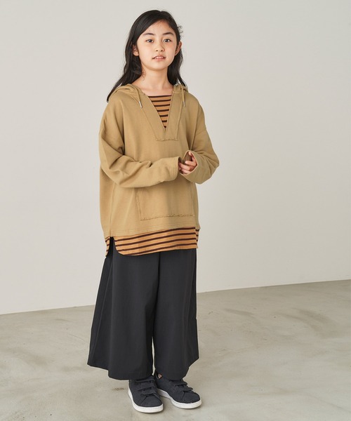 ＆yam（アンドヤム）の「USA裏毛フェイクレイヤーメキシカンパーカ（パーカー・キッズ・ブルー/ホワイト/ブラック/ベージュ・110-120cm/140-150cm/150-160cm/120-130cm/130-140cm）」の20枚目の写真