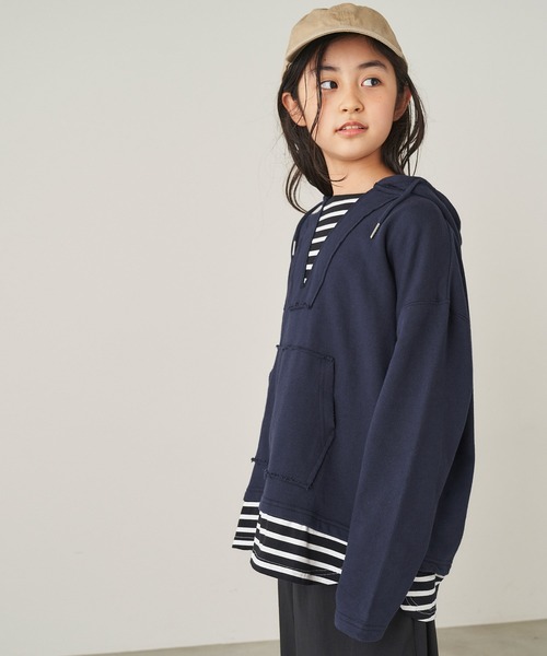 ＆yam（アンドヤム）の「USA裏毛フェイクレイヤーメキシカンパーカ（パーカー・キッズ・ブルー/ホワイト/ブラック/ベージュ・110-120cm/140-150cm/150-160cm/120-130cm/130-140cm）」の22枚目の写真