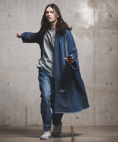 GLIMCLAP（グリムクラップ）の「mlt3502-Up there-dyeing & printed long-sleeve cutsew カットソー（Tシャツ/カットソー・メンズ・ベージュ/サックスブルー/ライトカーキ・L/S/M）」の11枚目の写真