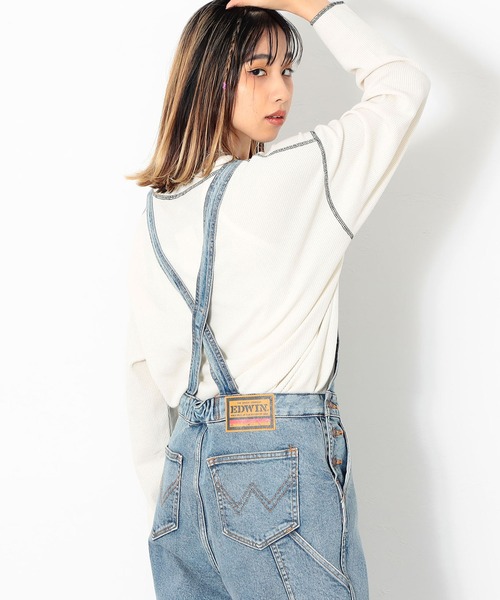EDWIN(エドウィン)の「STEPMARK レトロオーバーオール(サロペット/オーバーオール・レディース・ライトブルー/ライトブラック・SMALL/MEDIUM/LARGE)」の16枚目の写真