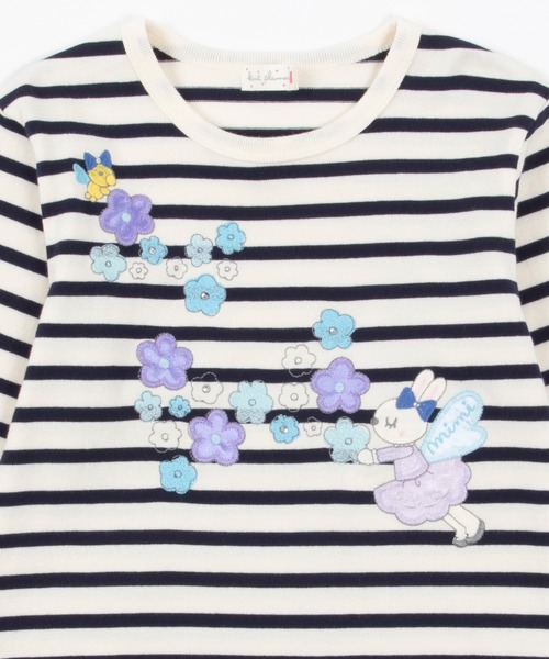 KP（ケーピー）の「【日本製】天竺ボーダーmimiちゃんアップリケ長袖Ｔシャツ(100-130cm)（Tシャツ/カットソー・キッズ・ピンク/ブルー系その他・110cm/100cm/120cm/130cm）」の12枚目の写真
