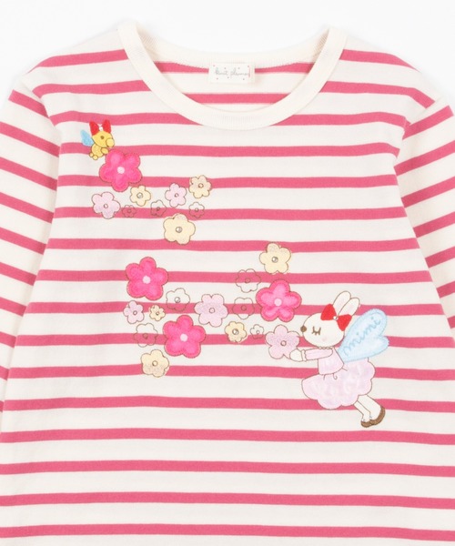 KP（ケーピー）の「【日本製】天竺ボーダーmimiちゃんアップリケ長袖Ｔシャツ(100-130cm)（Tシャツ/カットソー・キッズ・ピンク/ブルー系その他・110cm/100cm/120cm/130cm）」の7枚目の写真