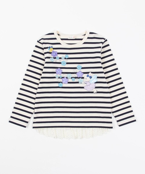 KP（ケーピー）の「【日本製】天竺ボーダーmimiちゃんアップリケ長袖Ｔシャツ(100-130cm)（Tシャツ/カットソー・キッズ・ピンク/ブルー系その他・110cm/100cm/120cm/130cm）」の3枚目の写真