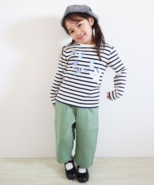 KP（ケーピー）の「【日本製】天竺ボーダーmimiちゃんアップリケ長袖Ｔシャツ(100-130cm)（Tシャツ/カットソー・キッズ・ピンク/ブルー系その他・110cm/100cm/120cm/130cm）」の11枚目の写真