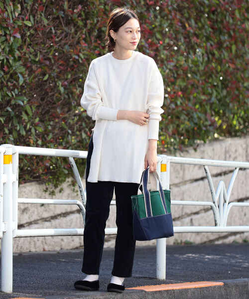 BEAMS BOY(ビームスボーイ)の「BEAMS BOY / サーマル ビッグシルエット クルー カットソー(Tシャツ/カットソー・レディース・チャコールグレー/オフホワイト・ONE SIZE)」の8枚目の写真