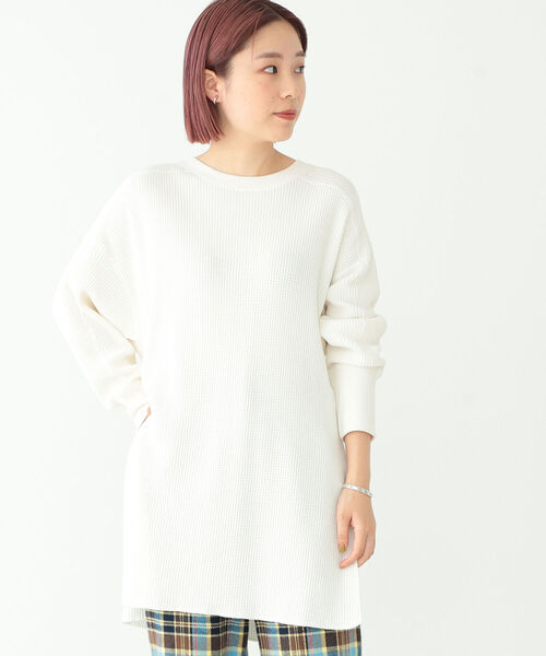 BEAMS BOY(ビームスボーイ)の「BEAMS BOY / サーマル ビッグシルエット クルー カットソー(Tシャツ/カットソー・レディース・チャコールグレー/オフホワイト・ONE SIZE)」の10枚目の写真