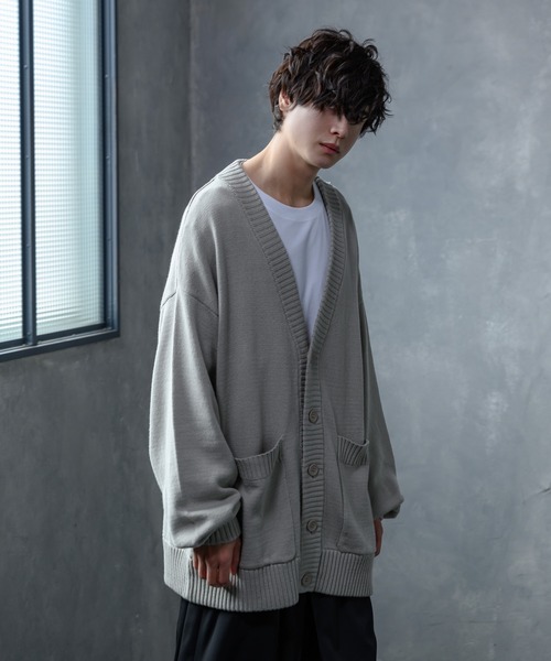 KUUUPY（クーピー）の「Cotton Acryl Relux  Cardigan - コットンアクリルリラックスカーディガン（カーディガン/ボレロ・メンズ・チャコールグレー/ライトグレー・SMALL/MEDIUM/LARGE）」の17枚目の写真
