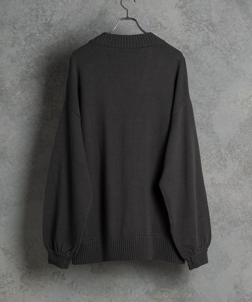 KUUUPY（クーピー）の「Cotton Acryl Relux  Cardigan - コットンアクリルリラックスカーディガン（カーディガン/ボレロ・メンズ・チャコールグレー/ライトグレー・SMALL/MEDIUM/LARGE）」の7枚目の写真