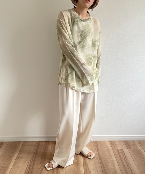 wee9s(ウィークス)の「see through marble blouse / サイドスリットシースルーマーブルブラウス(シャツ/ブラウス・レディース・ミント/ブラック・FREE)」の13枚目の写真