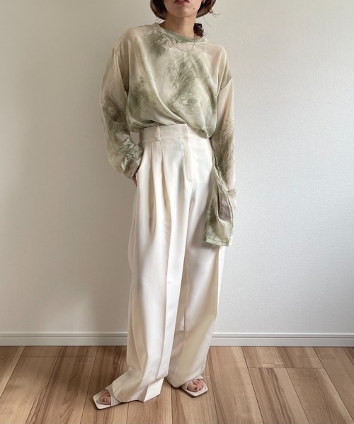 wee9s(ウィークス)の「see through marble blouse / サイドスリットシースルーマーブルブラウス(シャツ/ブラウス・レディース・ミント/ブラック・FREE)」の14枚目の写真