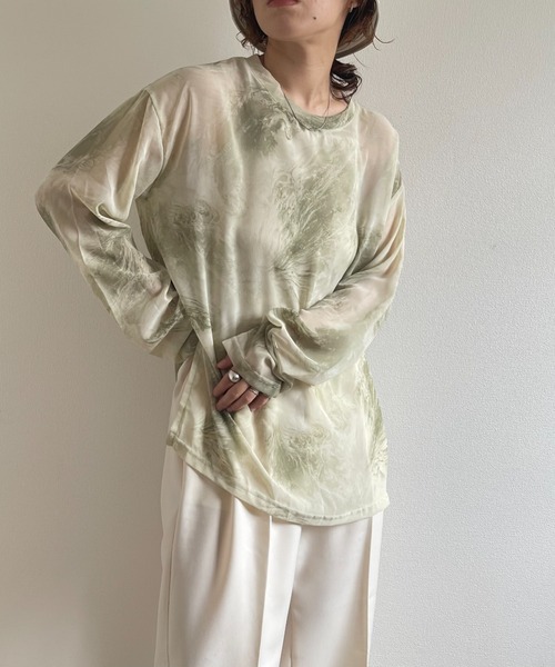 wee9s(ウィークス)の「see through marble blouse / サイドスリットシースルーマーブルブラウス(シャツ/ブラウス・レディース・ミント/ブラック・FREE)」の16枚目の写真