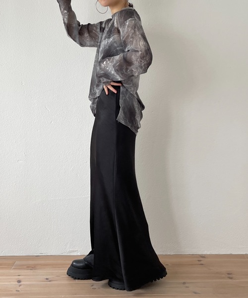 wee9s(ウィークス)の「see through marble blouse / サイドスリットシースルーマーブルブラウス(シャツ/ブラウス・レディース・ミント/ブラック・FREE)」の22枚目の写真