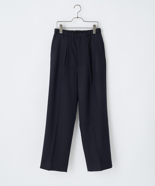 So_lemn(ソレム)の「【So_lemn/ソレム】フラノセンタープレススラックスパンツ(スラックス・レディース・ネイビー/グレイッシュベージュ・1/2)」の1枚目の写真