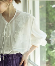 Kastane | メッシュジャガードフラップ付きブラウス(シャツ/ブラウス)