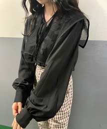 Kastane | メッシュジャガードフラップ付きブラウス(シャツ/ブラウス)