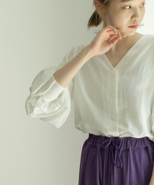 Kastane(カスタネ)の「メッシュジャガードフラップ付きブラウス(シャツ/ブラウス・レディース・ブラック/オフホワイト・FREE)」の9枚目の写真