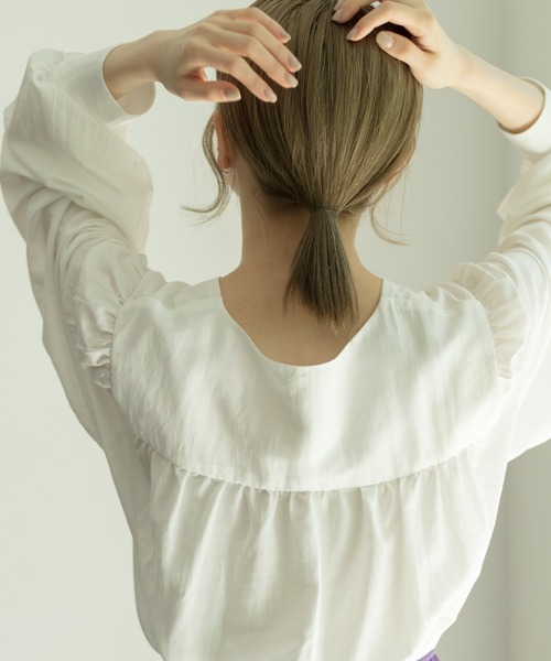 Kastane(カスタネ)の「メッシュジャガードフラップ付きブラウス(シャツ/ブラウス・レディース・ブラック/オフホワイト・FREE)」の11枚目の写真