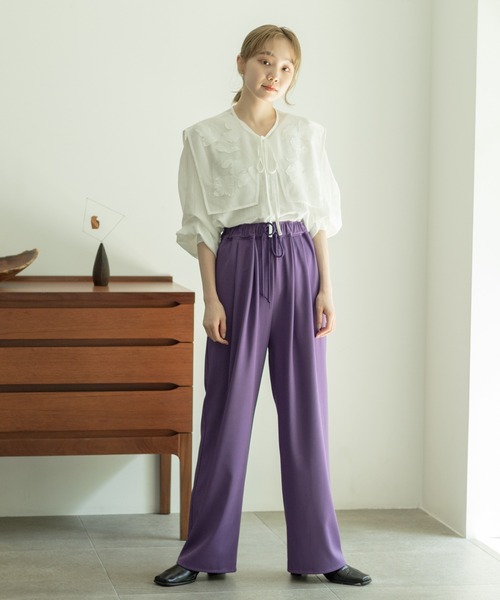 Kastane(カスタネ)の「メッシュジャガードフラップ付きブラウス(シャツ/ブラウス・レディース・ブラック/オフホワイト・FREE)」の14枚目の写真