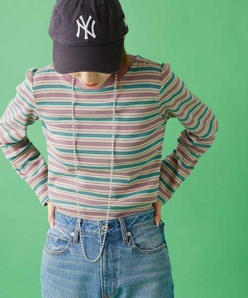 CIAOPANIC TYPY（チャオパニックティピー）の「【HELLO.SANFRANCISCO】インナー付きマルチボーダーキャミワンピ（ワンピース・レディース・ベージュ/レッド/グリーン・ONE SIZE）」の16枚目の写真