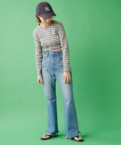 CIAOPANIC TYPY（チャオパニックティピー）の「【HELLO.SANFRANCISCO】インナー付きマルチボーダーキャミワンピ（ワンピース・レディース・ベージュ/レッド/グリーン・ONE SIZE）」の18枚目の写真