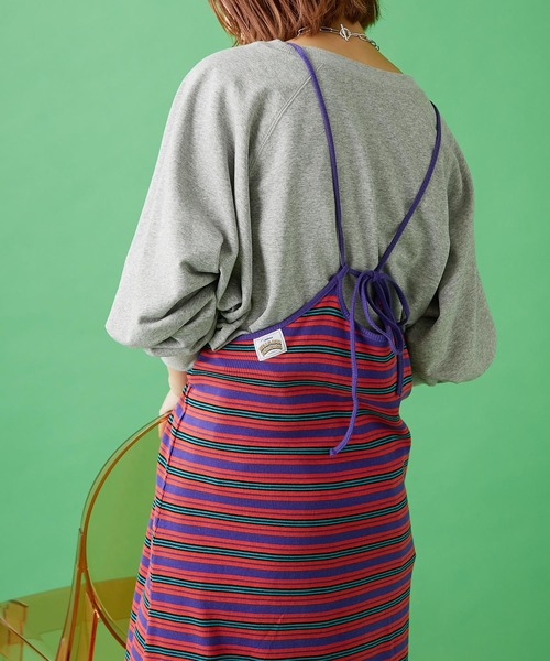 CIAOPANIC TYPY（チャオパニックティピー）の「【HELLO.SANFRANCISCO】インナー付きマルチボーダーキャミワンピ（ワンピース・レディース・ベージュ/レッド/グリーン・ONE SIZE）」の12枚目の写真