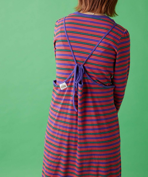 CIAOPANIC TYPY（チャオパニックティピー）の「【HELLO.SANFRANCISCO】インナー付きマルチボーダーキャミワンピ（ワンピース・レディース・ベージュ/レッド/グリーン・ONE SIZE）」の19枚目の写真