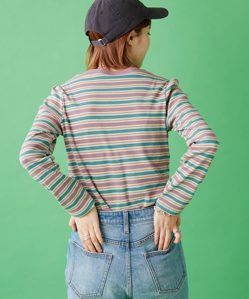 CIAOPANIC TYPY（チャオパニックティピー）の「【HELLO.SANFRANCISCO】インナー付きマルチボーダーキャミワンピ（ワンピース・レディース・ベージュ/レッド/グリーン・ONE SIZE）」の17枚目の写真