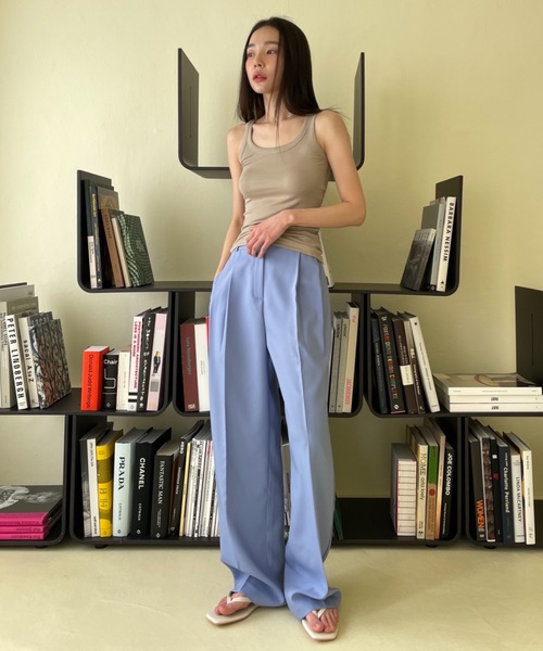 Didot.showroom(ディドット ショールーム)の「【DIDOT.】タックワイドトラウザーズ(スラックス・レディース・ブラック/オレンジ/ブルー/アイボリー/グリーン/ピンク/ラベンダー/ワイン/ブルーグリーン/ミント/ライトパープル・S/M)」の8枚目の写真