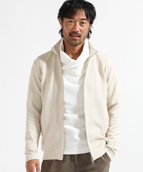 TETE HOMME（テットオム）の「ハニカムスタンドジップ（カーディガン/ボレロ・メンズ・ブラック/オフホワイト/カーキ・LARGE/MEDIUM/X-LARGE）」の2枚目の写真