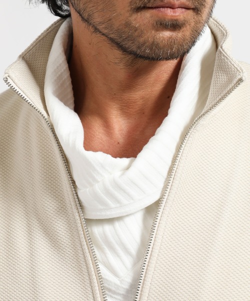 TETE HOMME（テットオム）の「ハニカムスタンドジップ（カーディガン/ボレロ・メンズ・ブラック/オフホワイト/カーキ・LARGE/MEDIUM/X-LARGE）」の7枚目の写真