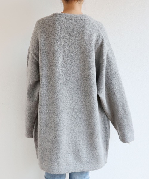 andme（アンドミー）の「ミドル丈ふっくらブークレニットカーディガン（カーディガン/ボレロ・レディース・チャコールグレー/グレー/オフホワイト/ベージュ系その他/オリーブ・S/M）」の15枚目の写真