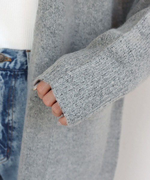 andme（アンドミー）の「ミドル丈ふっくらブークレニットカーディガン（カーディガン/ボレロ・レディース・チャコールグレー/グレー/オフホワイト/ベージュ系その他/オリーブ・S/M）」の21枚目の写真