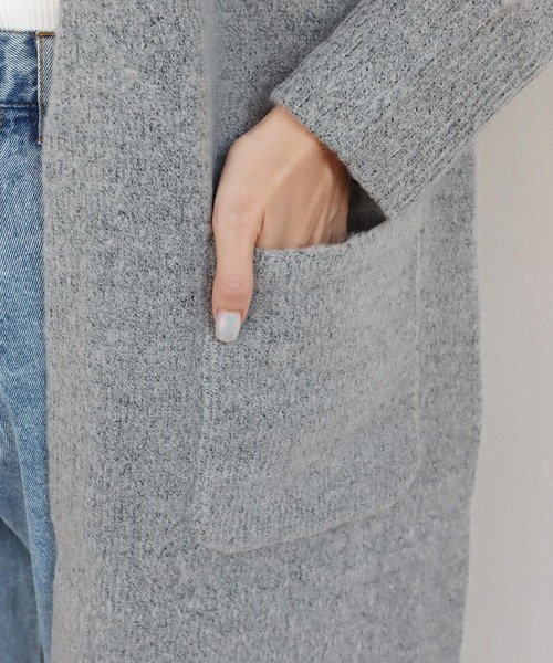 andme（アンドミー）の「ミドル丈ふっくらブークレニットカーディガン（カーディガン/ボレロ・レディース・チャコールグレー/グレー/オフホワイト/ベージュ系その他/オリーブ・S/M）」の22枚目の写真