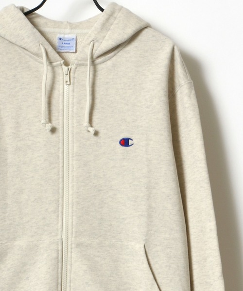 Champion(チャンピオン)の「Champion/チャンピオン ワンポイント スウェット フルジップパーカー フーディー(パーカー・メンズ・オートミール/ネイビー/グレー/ブラック・M/L/XL)」の3枚目の写真
