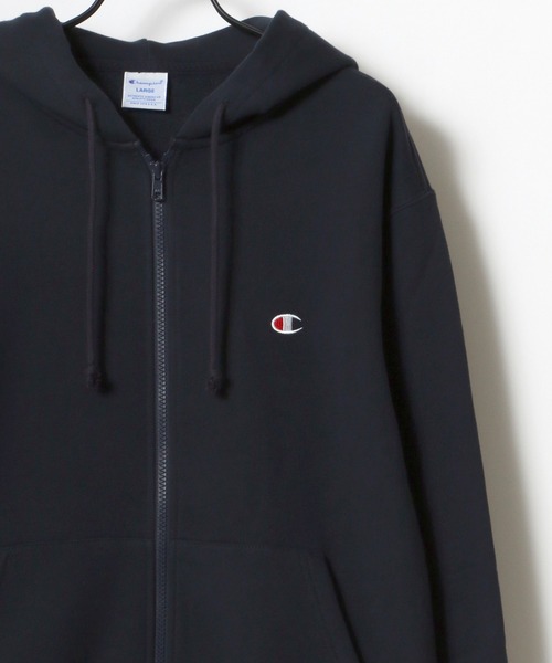 Champion(チャンピオン)の「Champion/チャンピオン ワンポイント スウェット フルジップパーカー フーディー(パーカー・メンズ・オートミール/ネイビー/グレー/ブラック・M/L/XL)」の4枚目の写真