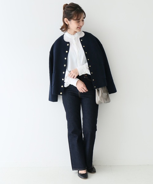 SLOBE IENA(スローブイエナ)の「サテンフリルカラーブラウス【手洗い可能】◆(シャツ/ブラウス・レディース・ホワイト/チャコールグレー・FREE)」の20枚目の写真