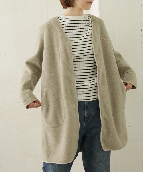 URBAN RESEARCH DOORS(アーバンリサーチドアーズ)の「DANTON FLEECE COLLARLESS COAT(その他アウター・レディース・ベージュ/ライトベージュ・36)」の2枚目の写真
