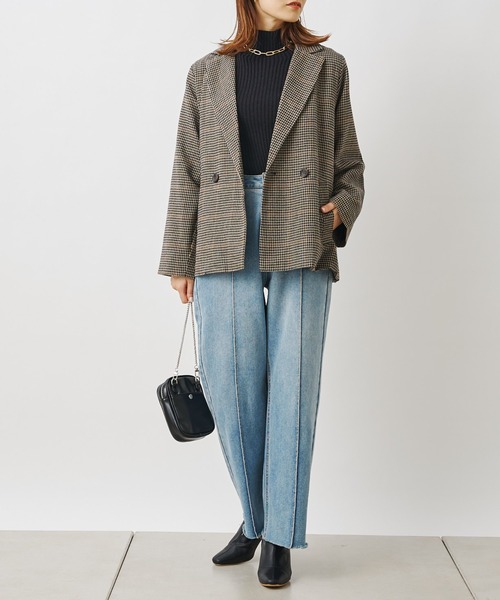prose verse（プロズヴェール）の「先染めチェックWテーラードジャケット（テーラードジャケット・レディース・ブラウン/グレー・MEDIUM）」の6枚目の写真