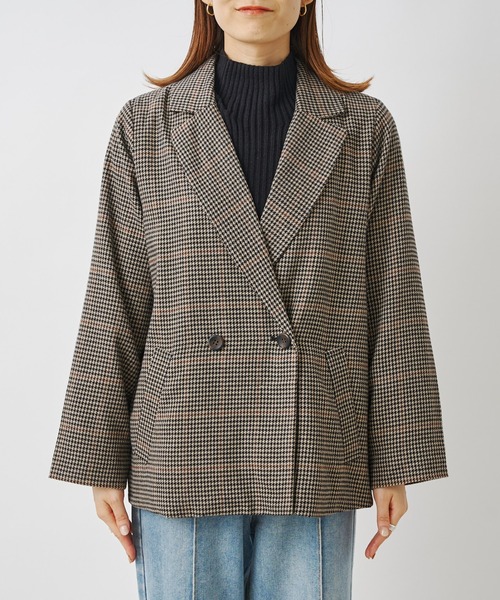 prose verse（プロズヴェール）の「先染めチェックWテーラードジャケット（テーラードジャケット・レディース・ブラウン/グレー・MEDIUM）」の18枚目の写真